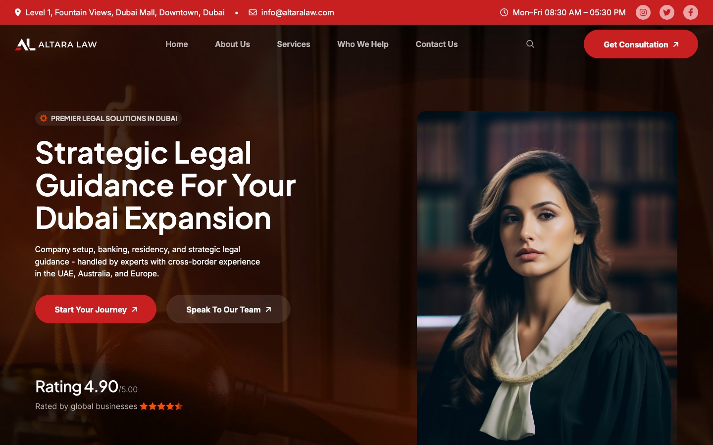Altara Law: a professional-services site delivered on a customised template