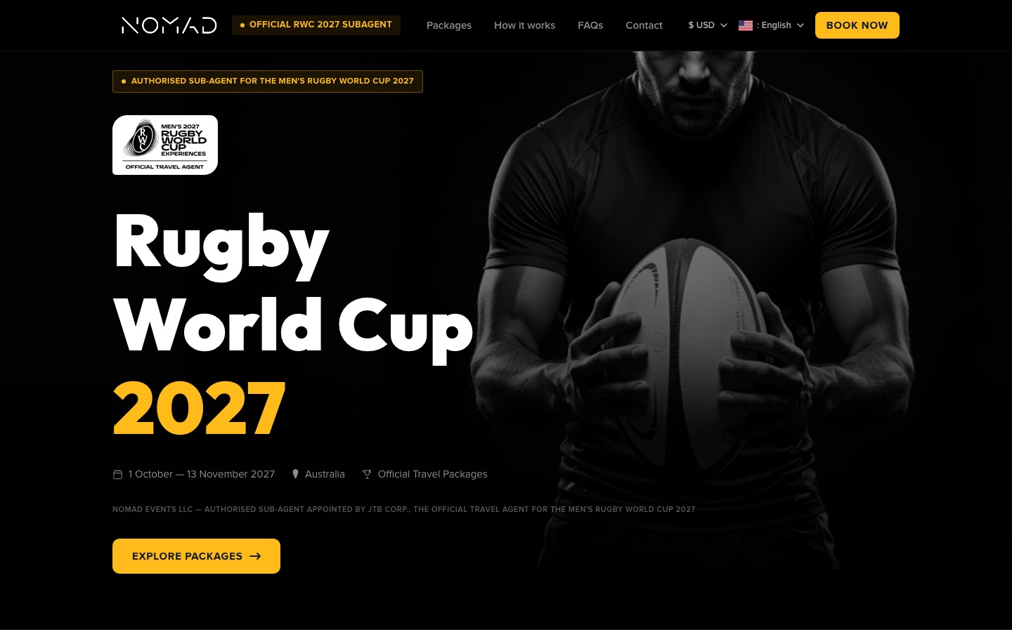 NOMAD Events: first screen of the live site
