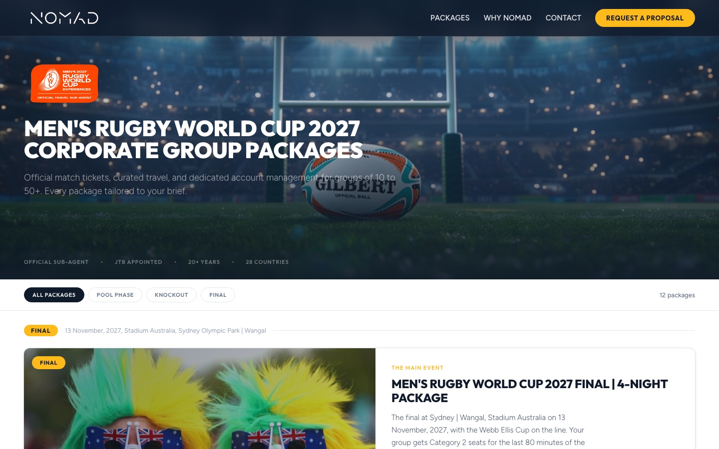 NOMAD Groups: first screen of the live site